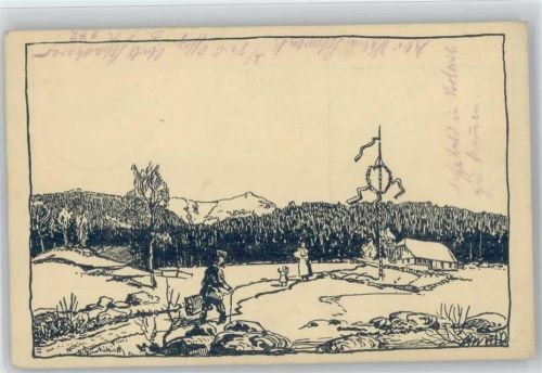 1913 Heimkehr des Soldaten WK I Sekretariat Sozialer Studentenarbeit M. Gladbach , Zeichnung von Nikisch