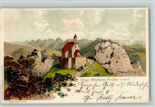 Wendelstein Gruss aus - Kirchlein 1899 AK