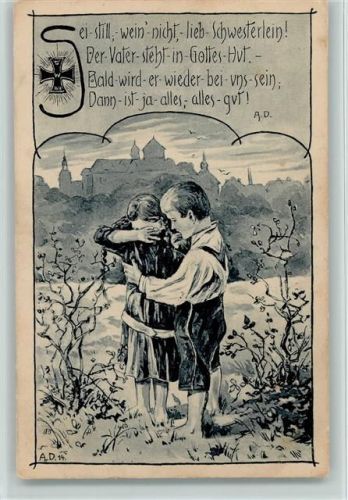 sign A.Denner 1914 - Wein nicht Schwesterlein, Eisernes Kreuz - Chorgesangsverein Zschopau zur Unterstützung der durch den Krieg Not Leidenden