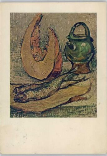 Gemälde von Gogh - Melone und Fisch Stillleben Künstlerkarte