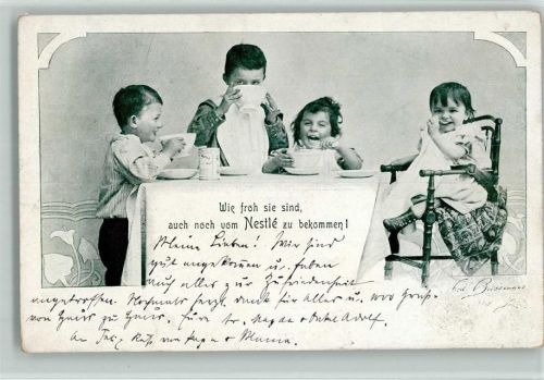 1901 Serie H, Nestle, Vevey Nr. 13 - Kinder beim Essen, Hochstuhl AK