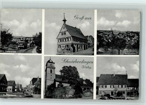 Schwieberdingen Geschäftshaus Ellinger, Kirche, Rathaus, Stuttgarterstraße, LKW,
