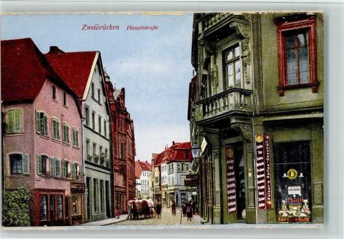 66482 W6660 Zweibrücken , Pfalz - Hauptstraße, Rand oben geschürft, AK