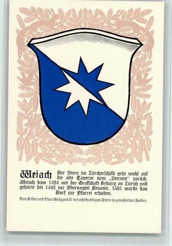 Weiach Serie XXIX Nr. 144 - Zürche Gemeindewappen , sehr gute Erhaltung Wappen
