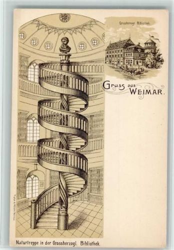 Weimar Grossherzogl. Bibliothek Innenaufnahme Naturtreppe 2-Bildaufnahme