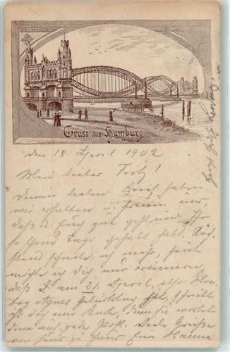 Hamburg Vorläufer Druck 1890-1895 , Lithographie Wohlfühlkarte
