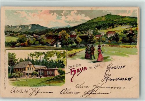 02797 O8806 Hain b Zittau 1901 Gebrauchsspuren Gruss aus - Litho - Hayn - Forsthaus Restaurant AK