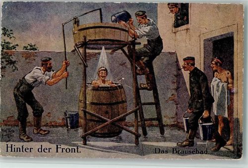 WK I Hinter der Front, Brausebad, Soldatenleben