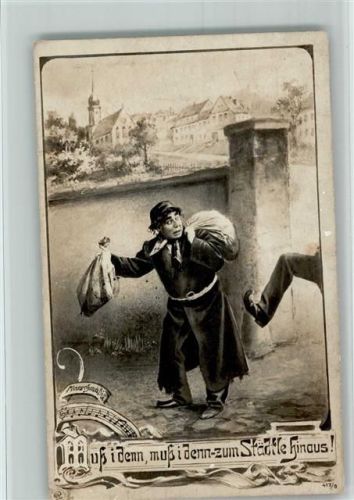 1907 Serie 417-5- Muß ich denn, zum Städtle hinaus - Bettler wird gestoßen