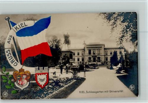 Kiel Schloßgarten mit Universität Fahne Wappen