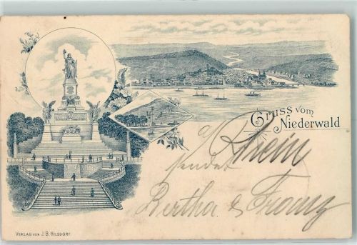 W6220 Rüdesheim am Rhein Vorläufer Druck 1890-1895 National-Denkmal auf dem Niederwald Vorläufer Lithographie