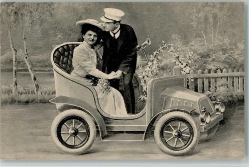 1907 Liebespaar im Automobil, gute Erhaltung AK