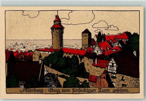 Nürnberg Burg vom fünfeckigen Turm gesehen sign