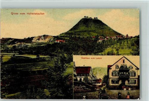 73033 W7320 Hohenstaufen 1909 Gebrauchsspuren Gasthaus zum Lamm AK