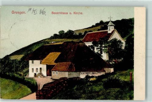 Gresgen 1906 Bauernhaus Kirche