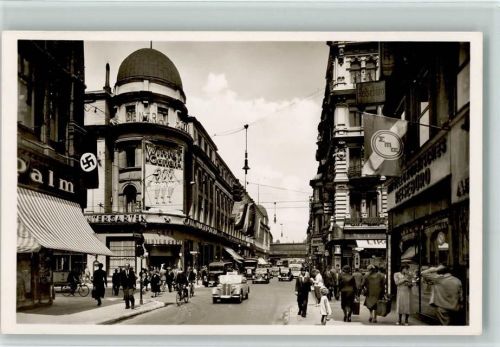 Berlin Mitte 1939 Friedrichstraße , Hakenkreuzfahne, Verlag Andres Nr. 1073 Foto Harftz WK II