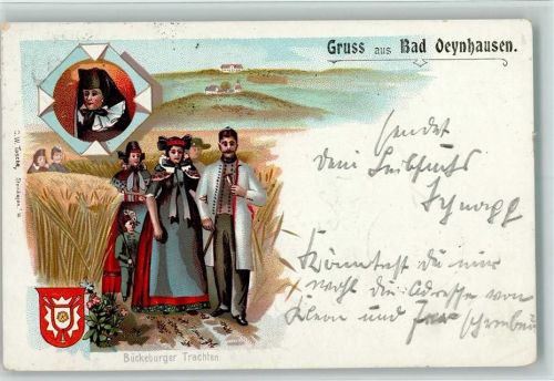 W4970 Bad Oeynhausen Bückeburger Trachten AK Trachten Deutschland 1901 Lithographie