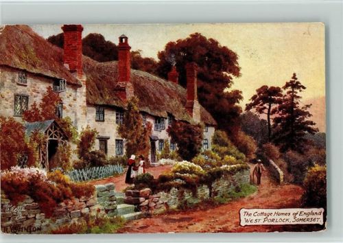 Tucks Oilette Serie The Cottage Homes of England, West Porlock Somerset , sign Quenton