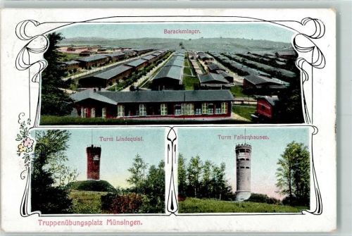 Münsingen 1908 Truppenübungsplatz Barackenlager Turm Lindequist Turm Falkenhausen