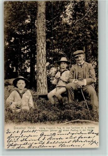 Dresdner Heide - König Friedrich III mit beiden Söhnen auf einem Ausflug Adel Sachsen 1905