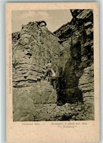 Ohne Seil die Wand hoch - Schwerer Riss 1898 AK