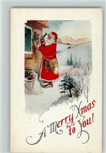 Santa Claus - Merry Christmas AK Weihnachtsmann 1913 Prägedruck