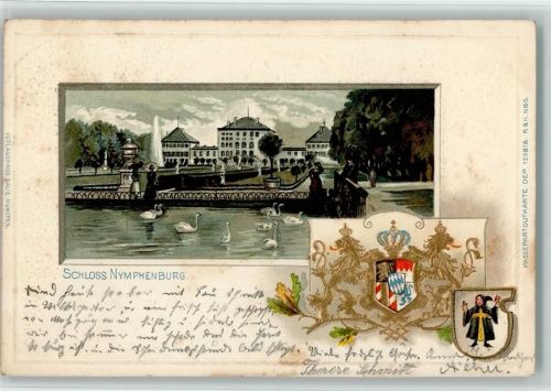 München 1901 Schloss Nymphenburg Schwäne Münchner Kindl