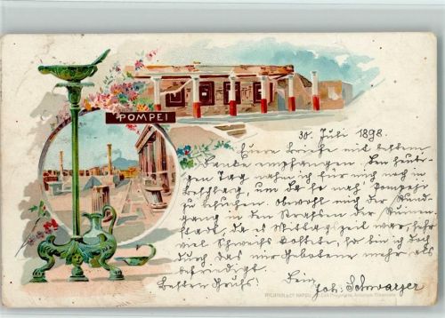 80045 Pompei e Scavi 1898 Lithographie Ruinen Anlagen