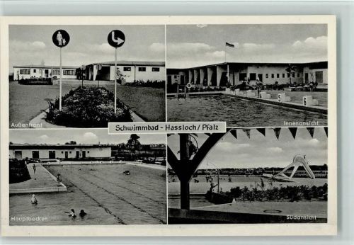 Haßloch 1955 Schwimmbad , gute Erhaltung AK