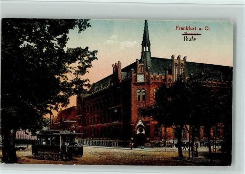 15230 O1200 Frankfurt , Oder 1920 - Postamt, Straßenbahn , gute Erhaltung AK