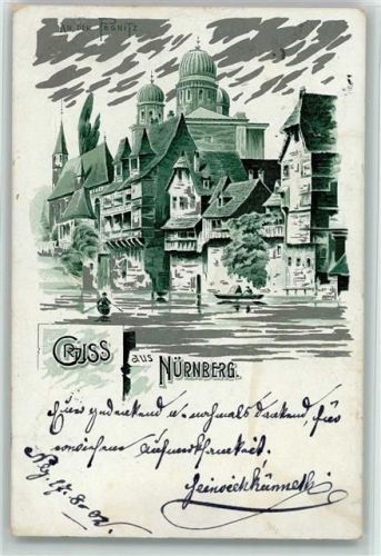 Nürnberg 1902 Gruss aus - An der Pegnitz - Synagoge
