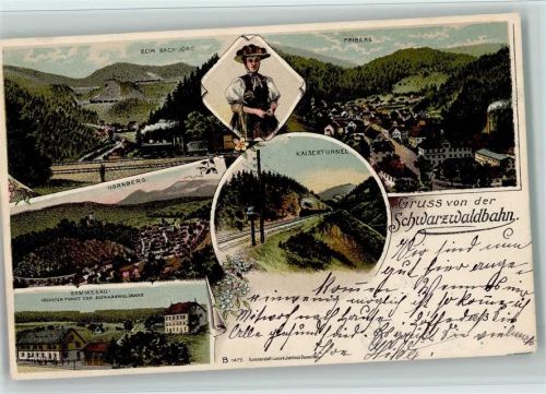 Triberg Gruss aus - Schwarzwaldbahn - Kunstanstalt Lautz B 1475 -gute Erhaltung AK