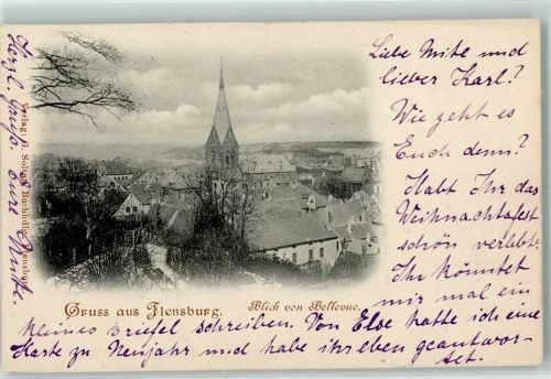 Flensburg 1899 Blick von Bellevue
