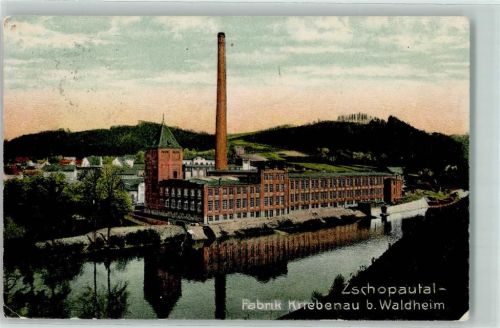 Zschopau 1906 Fabrik Kriebenau Industrieschornstein Zschopautal
