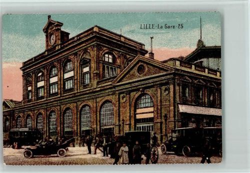 Lille La Gare - Autos, Straßenbahn 1916 AK