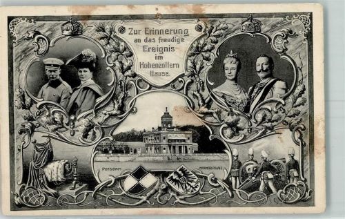 Potsdam Zur Erinnerung an das freudige Ereignis im Hohenzollern Hause Porträts Marmor-Palais Soldaten Kanone Wiege