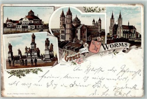 Worms 1899 Lutherdenkmal Dom Festspielhaus Liebfrauenkirche