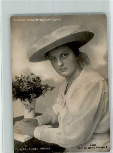 Prinzessin Anna, Herzogin von Sachsen Adel Sachsen 1918 Foto AK