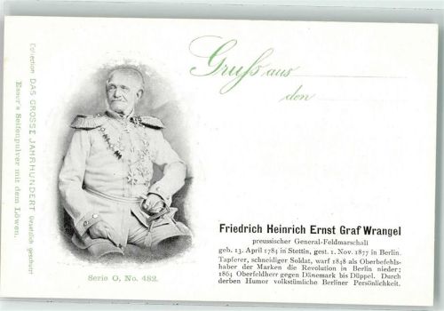 1900 Das Grosse Jahrhundert Serie O Nr. 482 General Friedrich Heinrich Ernst Graf Wrangel , Adel AK