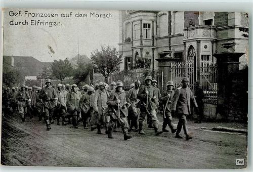 Avricourt Elfringen Soldaten Uniform Gef. Franzosen auf dem Marsch