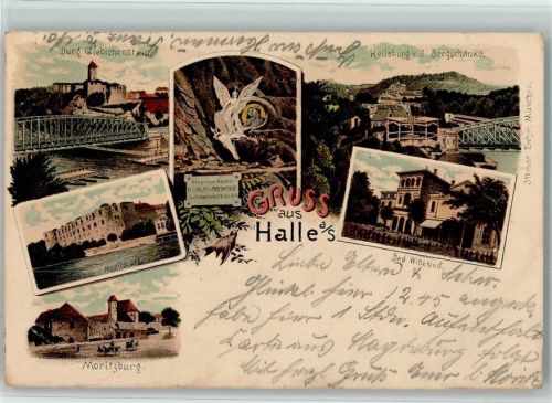 Halle 1902 Burg Giebichenstein Reilsburg von der Bergschänke Bad Wittekind Denkmal Moritzburg Mehrfachaufnahme