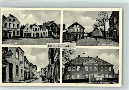 Esens Marktplatz Vor dem Drostentor Steinstraße Ehrenmal Amtsgericht 4-Bildaufnahme