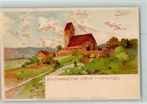 Plochingen Schwäbische Kirche Sign F. Reiss Verlag Freytag Schäfer Schafherde Hirte