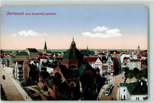 Dortmund Straßenbahn und Synagogue AK