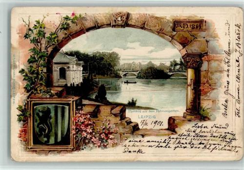 Leipzig 1901 Palmengarten Lithographie/Prägedruck