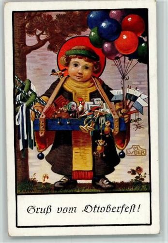 sign Luber Nr. 33 - Münchner Kindl mit Bauchladen und Luftballons , Ottmar Zieher 1921 AK