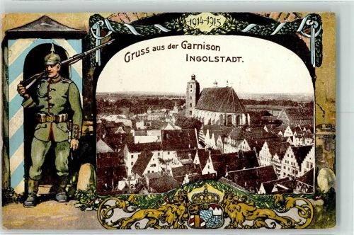 Ingolstadt 1916 Wachsoldat Wachhäuschen Wappen