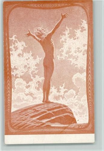 Nr. 35 - Jugendstil - Lichtgebet , farbig AK