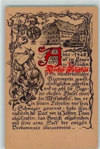 79219 W7813 Staufen , Breisgau Künstlerkarte Dr. Faustus Gasthaus zum Löwen