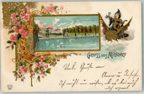 München 1899 Nymphenburg Münchner Kindl Bierfass Hofbräu Flügel